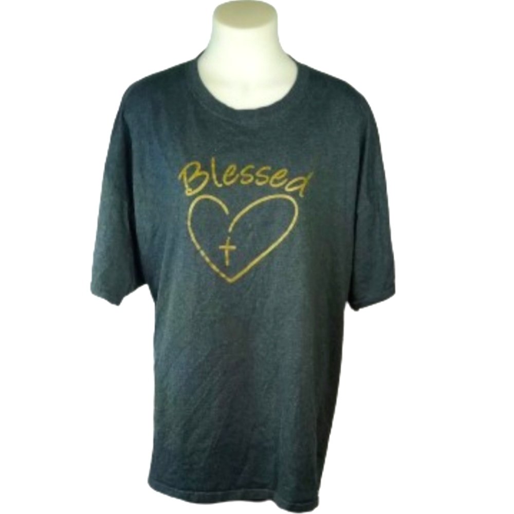 Jerzees Dark Gray "Blessed" T-Shirt Sz 3XL